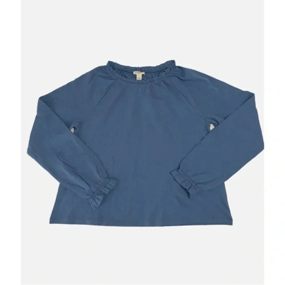 Crewcuts Girls' Ruffle‎ Long-Sleeve T-shirt Amalfi Blue Size L